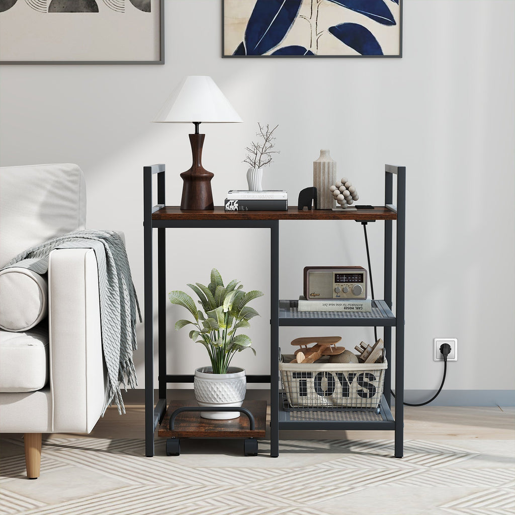 Printer Stand with Charging Station and Storage Shelves