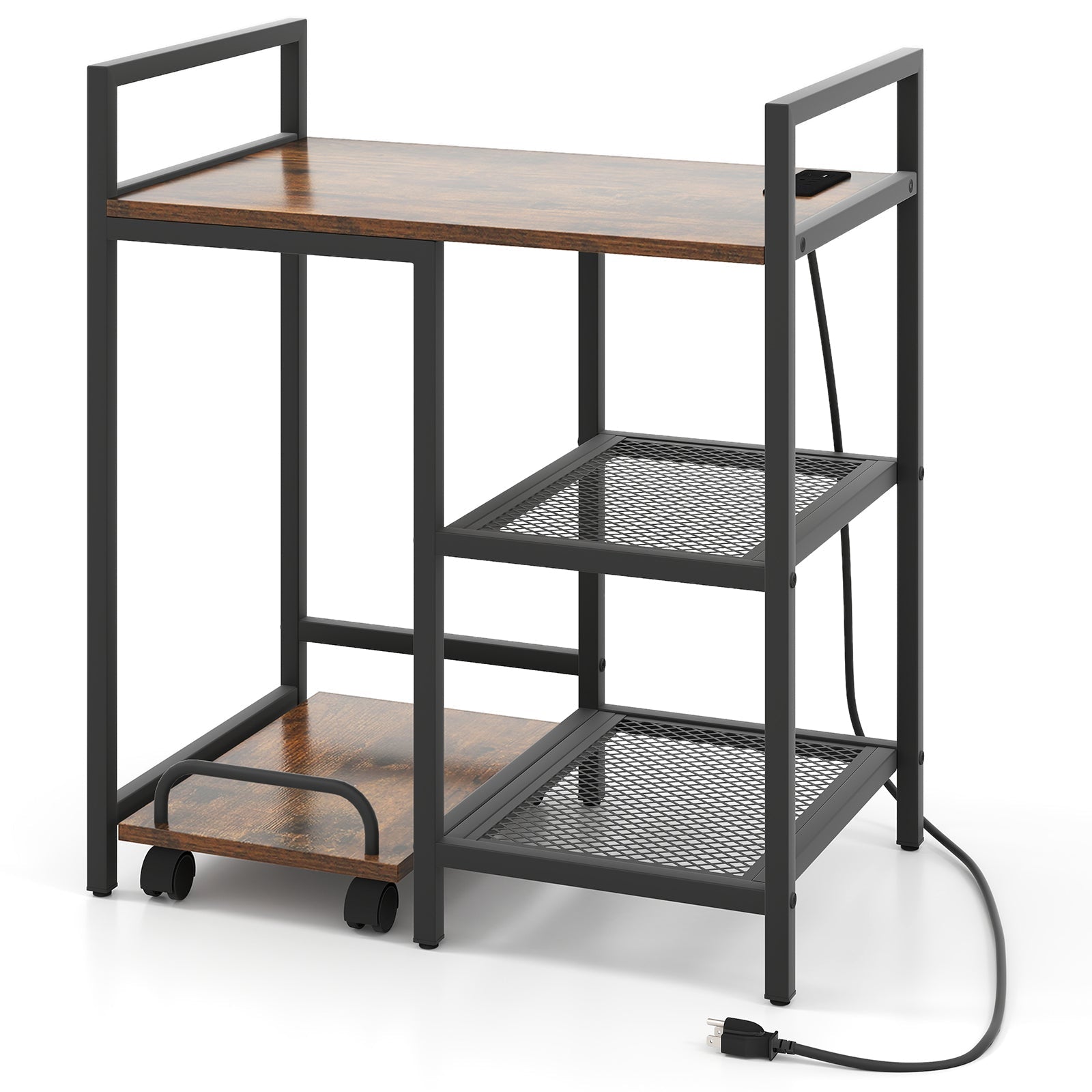 Printer Stand with Charging Station and Storage Shelves