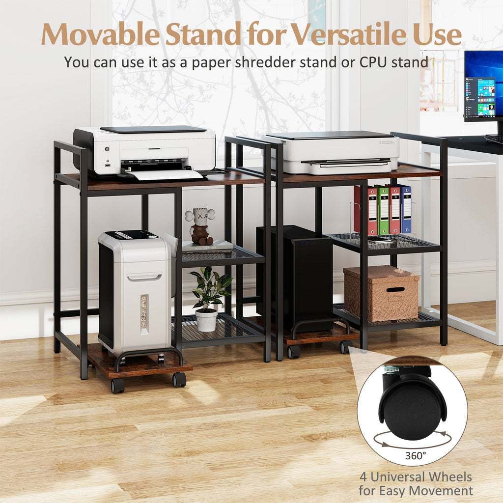 Printer Stand with Charging Station and Storage Shelves