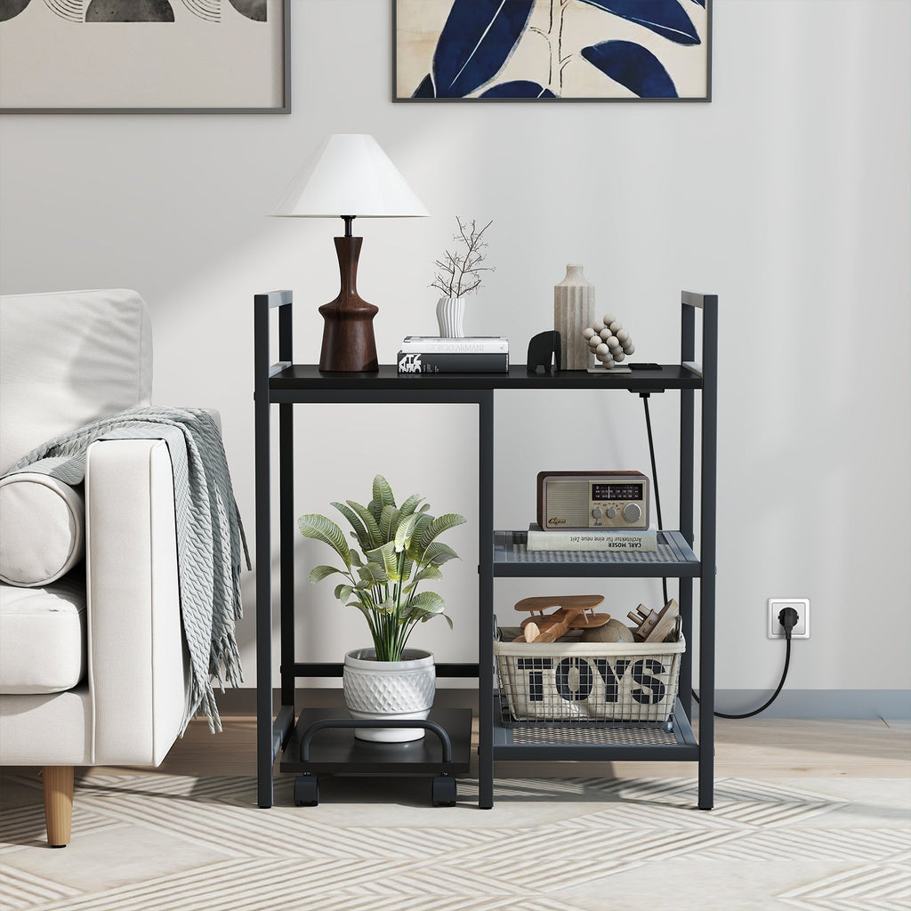 Printer Stand with Charging Station and Storage Shelves