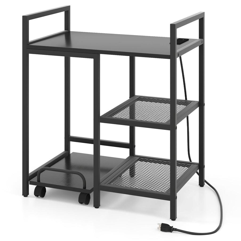 Printer Stand with Charging Station and Storage Shelves