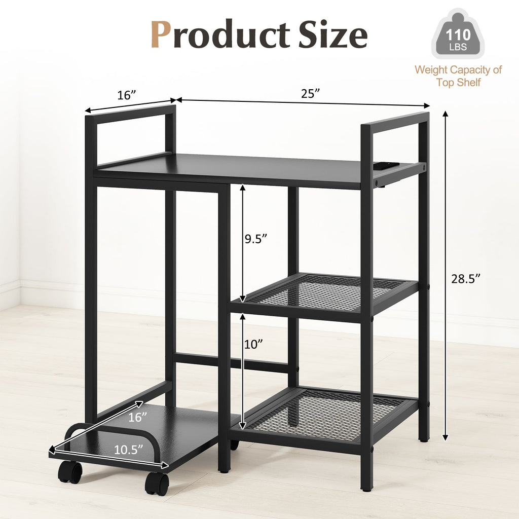 Printer Stand with Charging Station and Storage Shelves