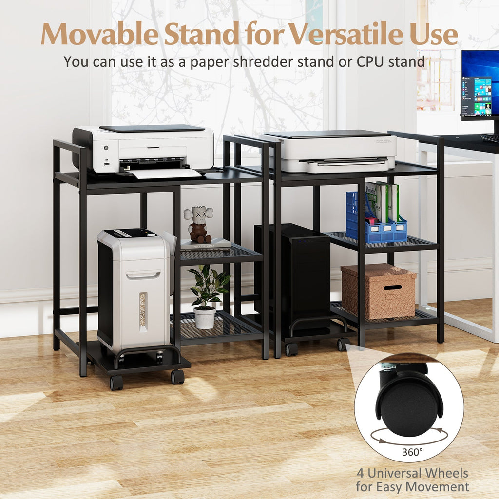 Printer Stand with Charging Station and Storage Shelves