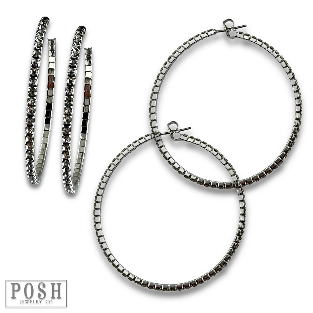 Flexible rhinestone hoop earring set