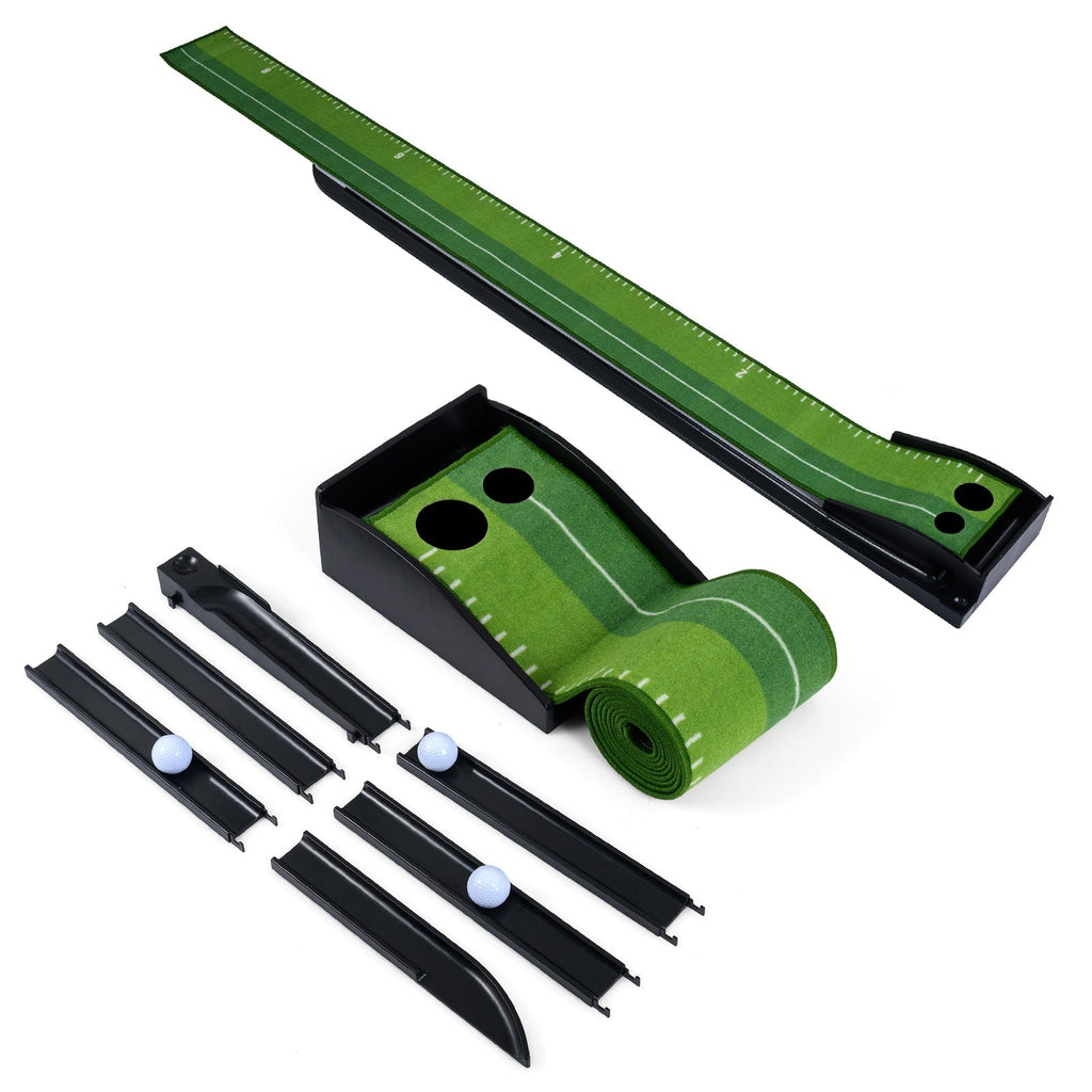 Putting Green Indoor Golf Putting Mat with Auto Ball Return 3 Putting Practice Balls