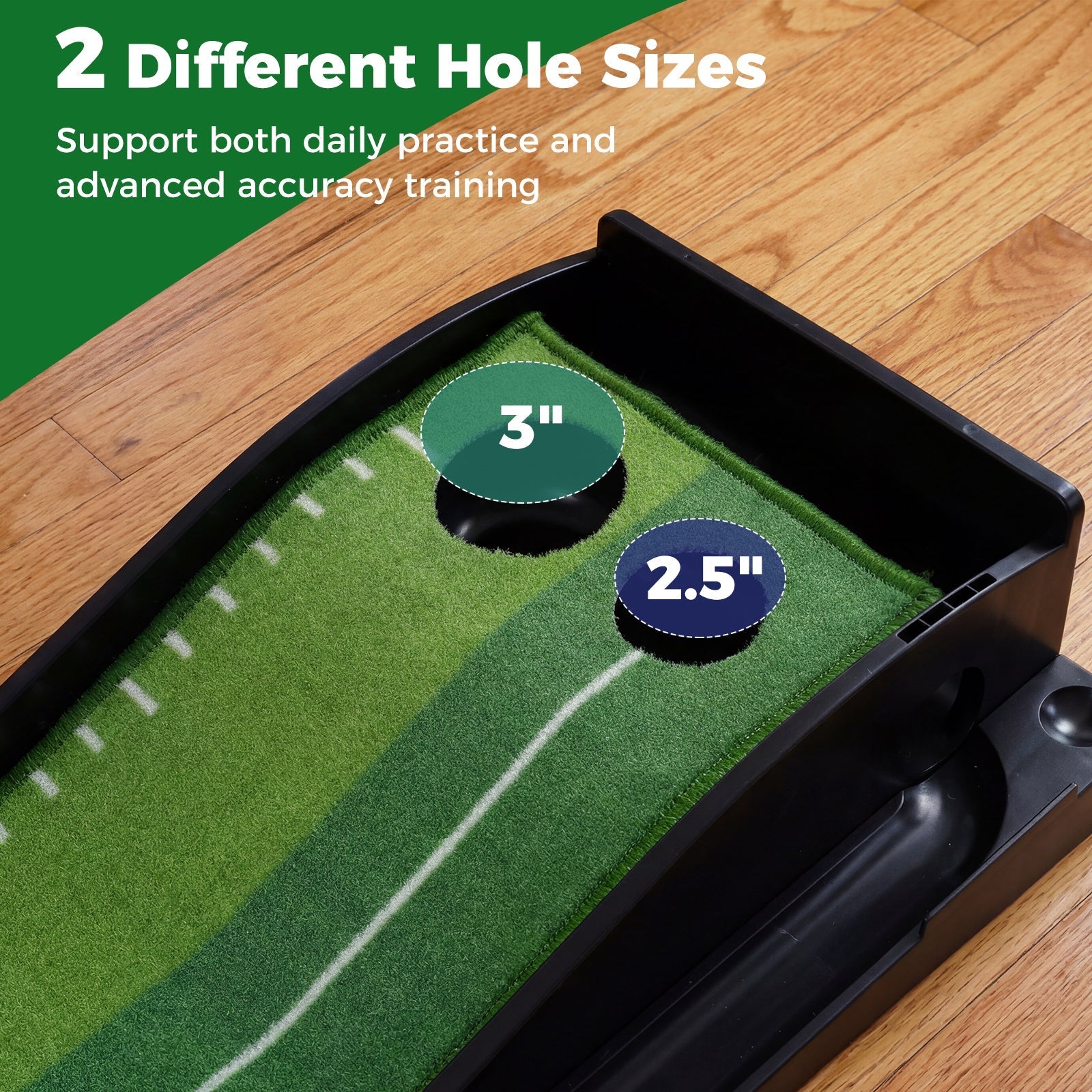 Putting Green Indoor Golf Putting Mat with Auto Ball Return 3 Putting Practice Balls