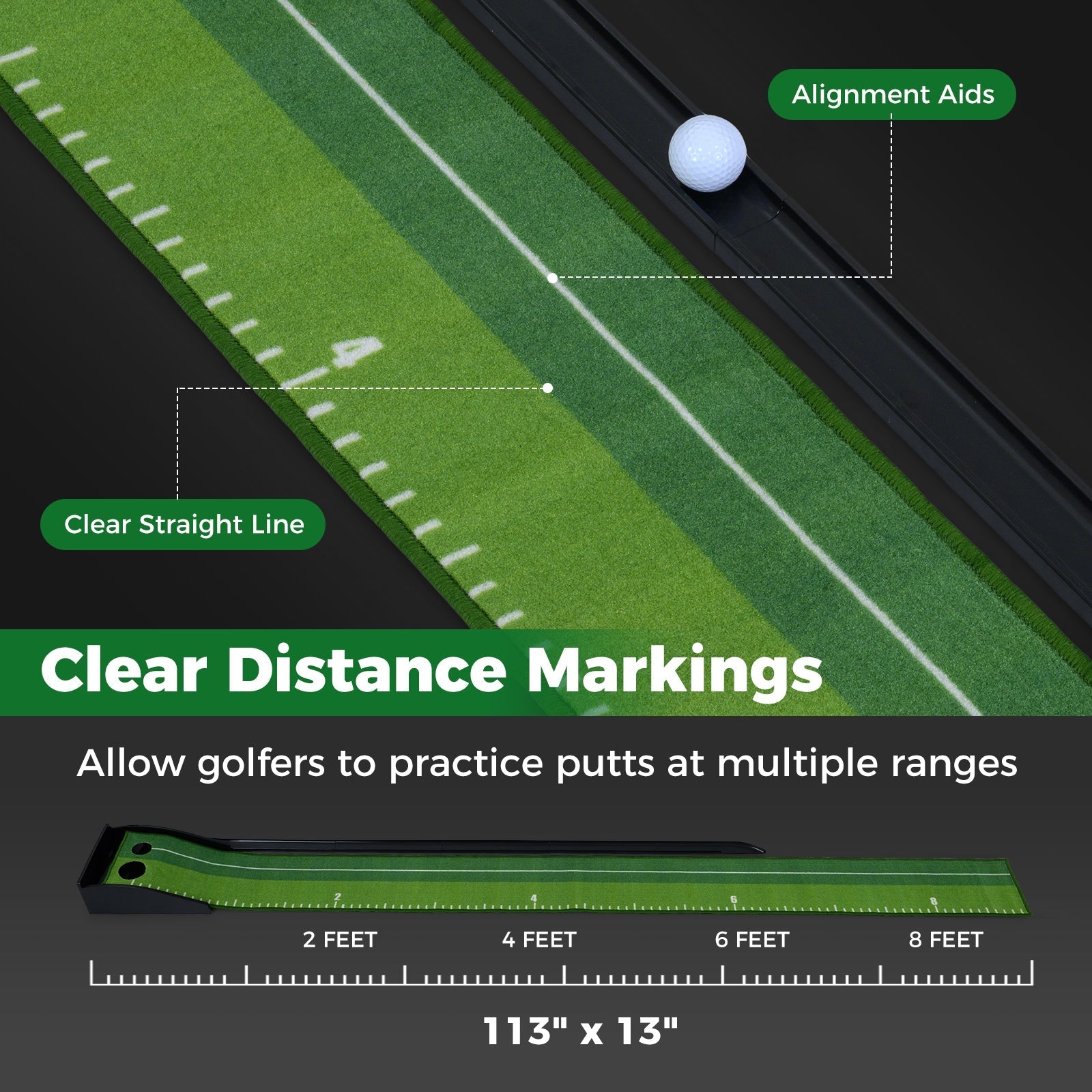 Putting Green Indoor Golf Putting Mat with Auto Ball Return 3 Putting Practice Balls