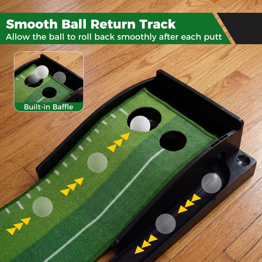 Putting Green Indoor Golf Putting Mat with Auto Ball Return 3 Putting Practice Balls