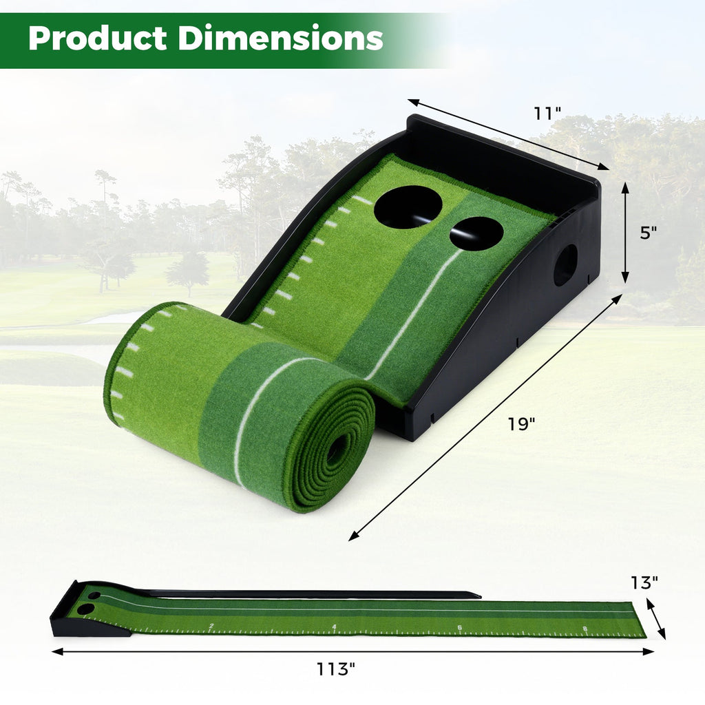 Putting Green Indoor Golf Putting Mat with Auto Ball Return 3 Putting Practice Balls