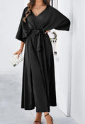 Miss Sparkling Satin Kimono Sleeve Maxi Dress