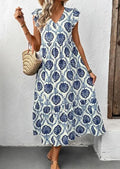 Miss Sparkling Print V-Neck Midi Dress