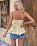 Miss Sparkling Polka Dot Strapless Peplum Top