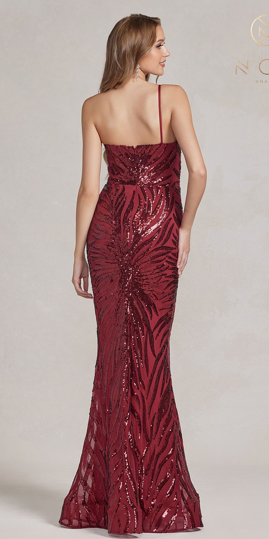 Nox Anabel R1204 Floor Length Fitted Sequin Gown