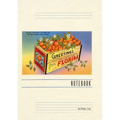 Vintage Lined Notebook Greetings from Florida, Orange Crate - Paperback