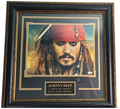 Johnny Depp Signed Framed Metalic Pirates of The Caribbean Photo ACOA