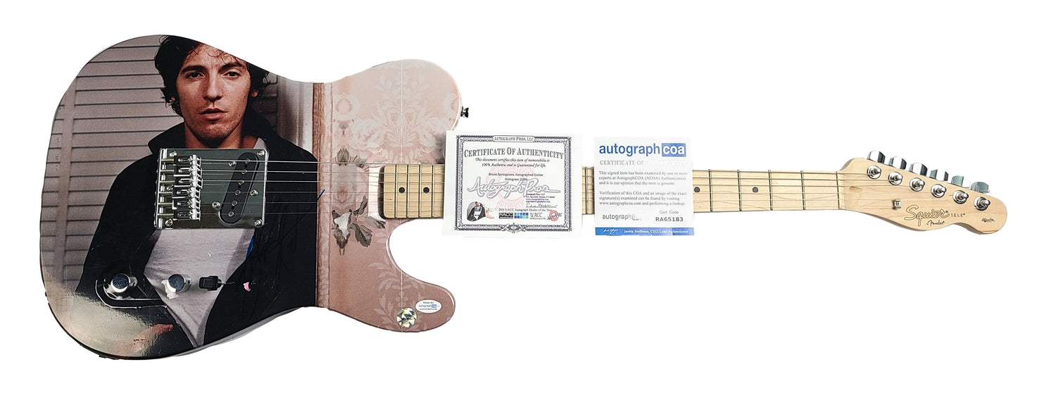 Bruce Springsteen Signed Darkness On The Edge of Town Graphics Guitar ACOA