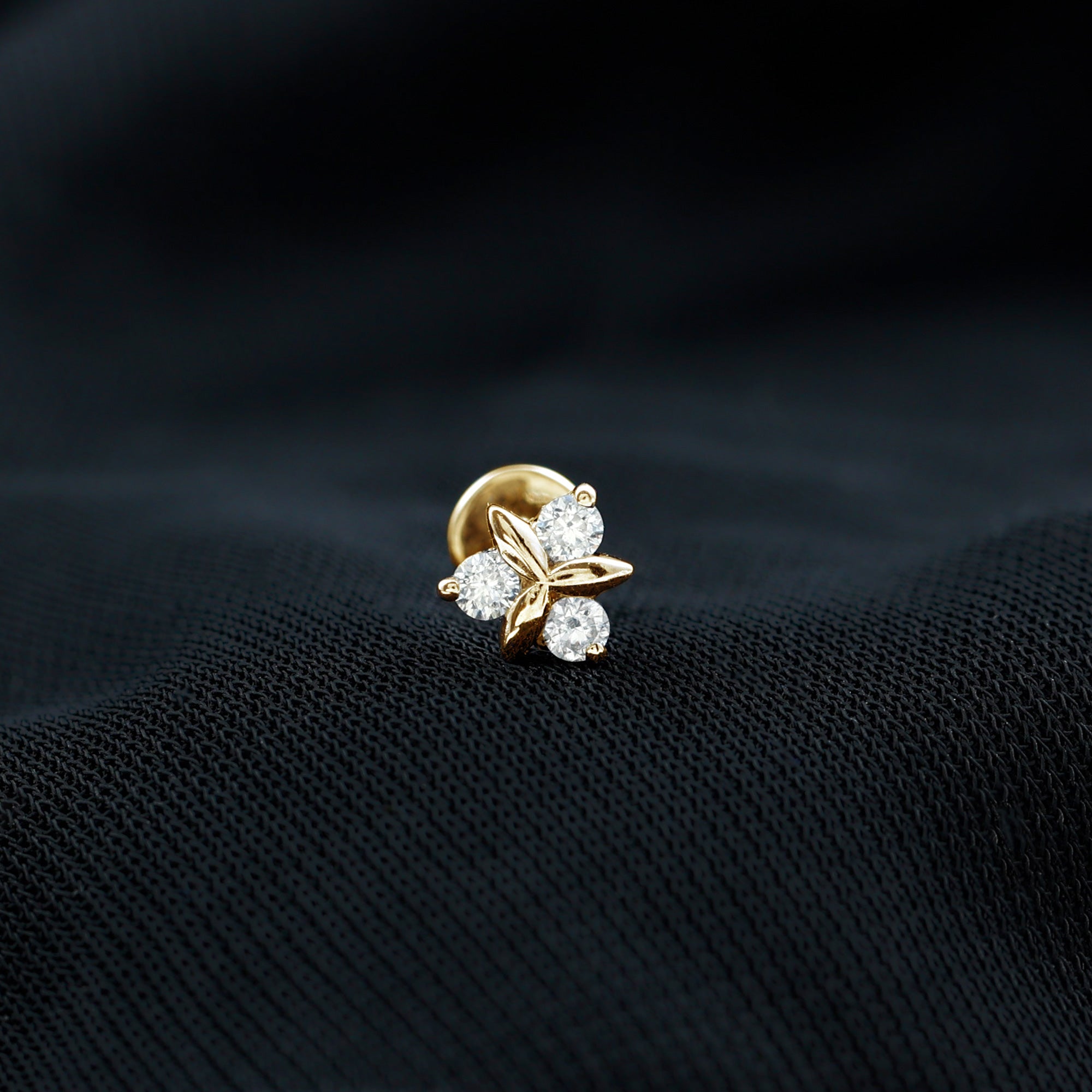 Round Moissanite Flower Cartilage Earring