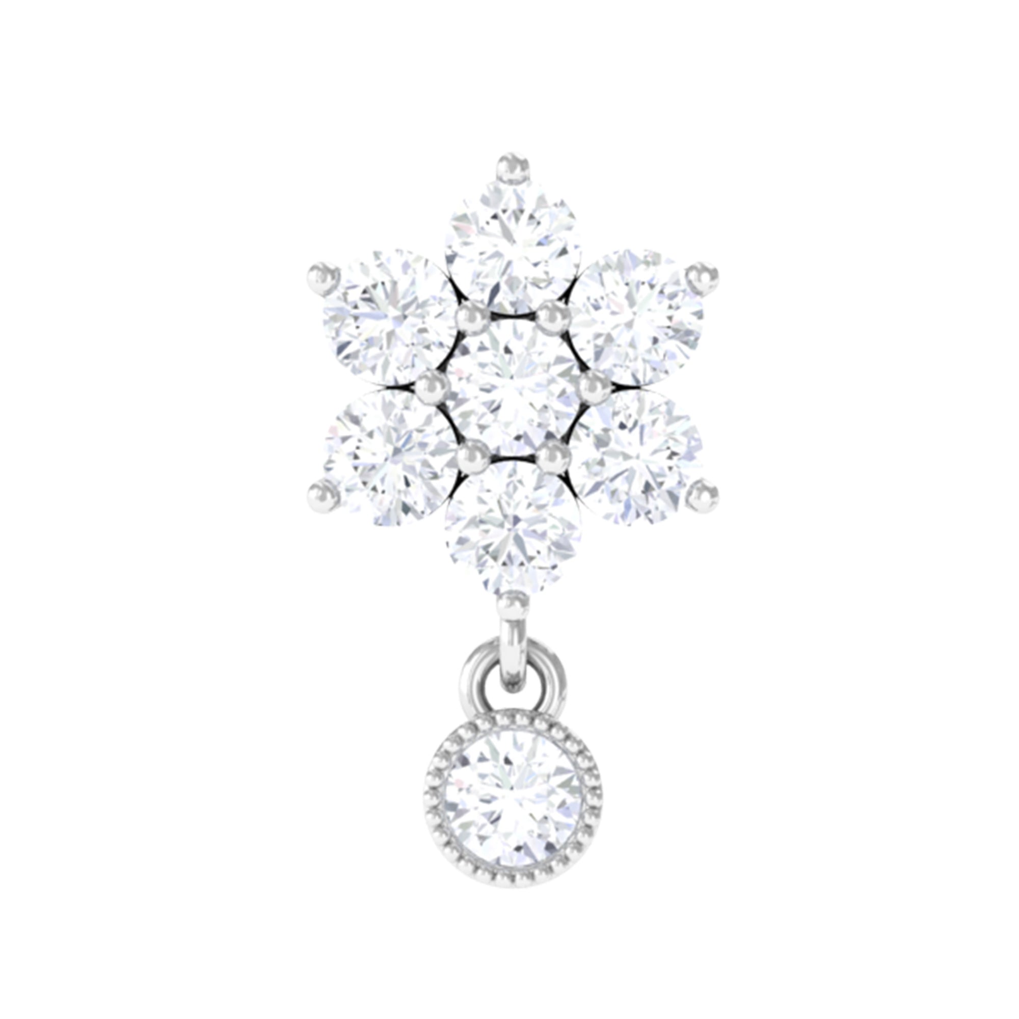 Moissanite Floral Drop Earring for Cartilage Piercing