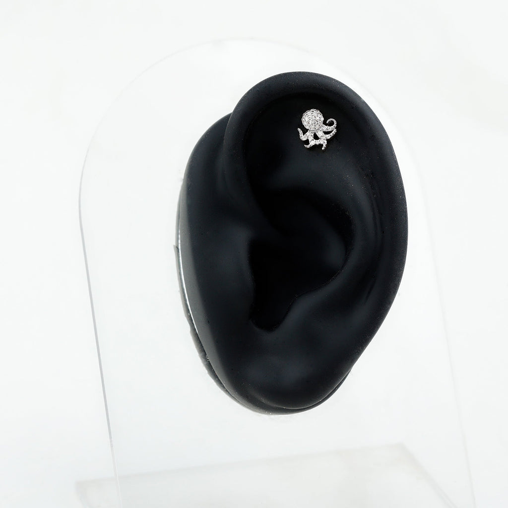 Moissanite Octopus Earring for Cartilage Piercing