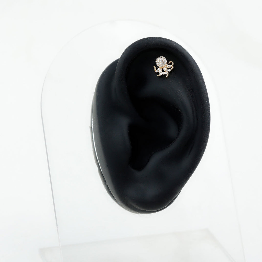 Moissanite Octopus Earring for Cartilage Piercing
