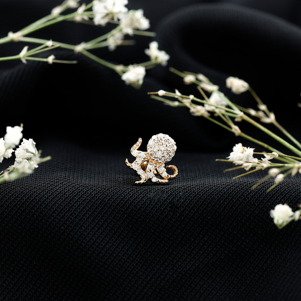 Moissanite Octopus Earring for Cartilage Piercing