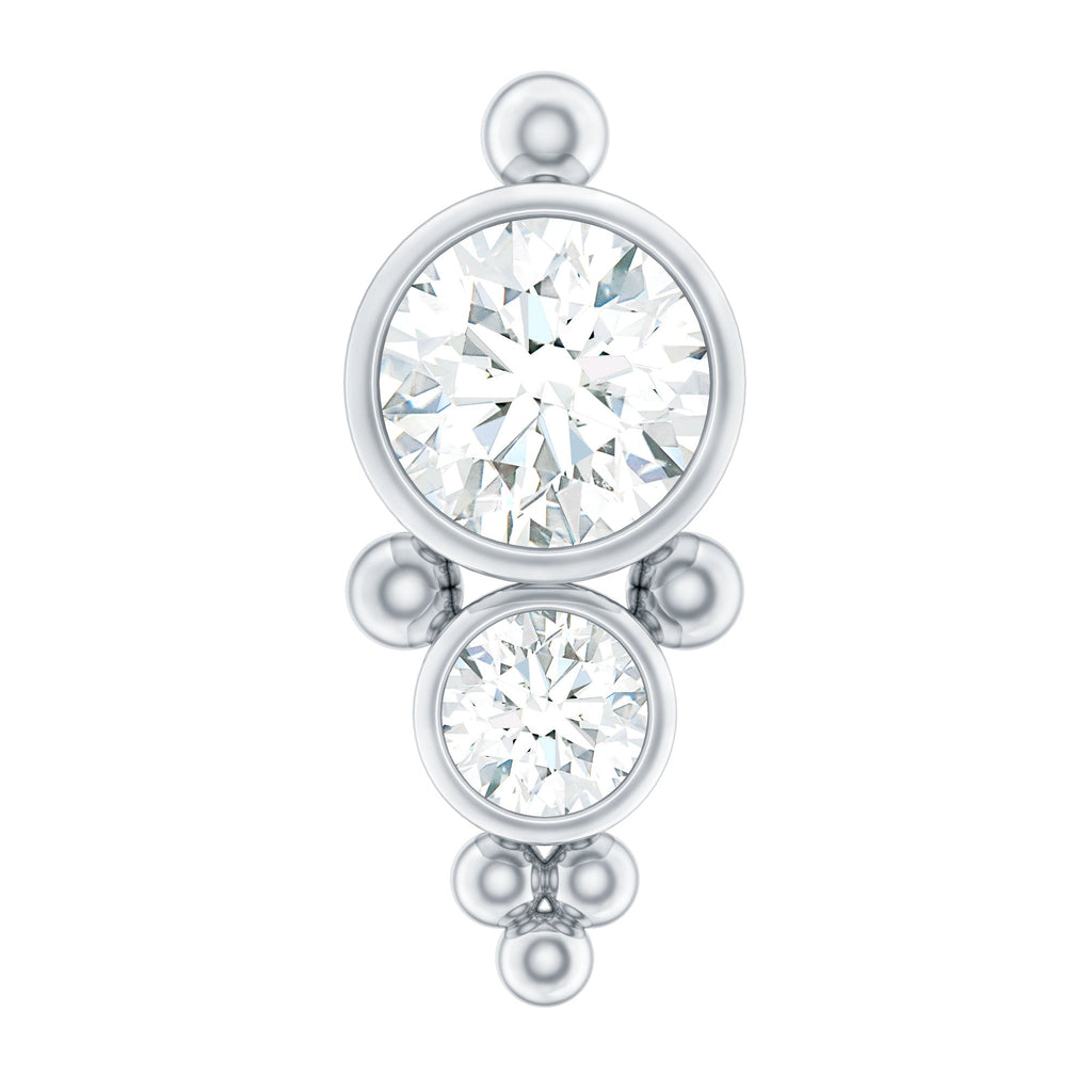 Simple Bezel Set Moissanite Two Stone Tragus Earring