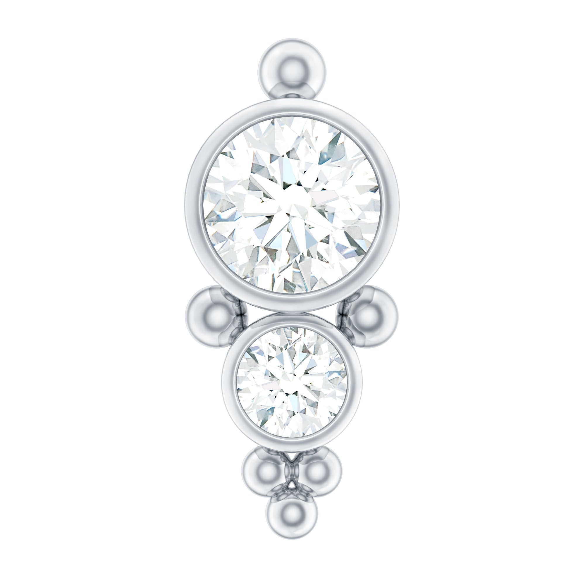 Simple Bezel Set Moissanite Two Stone Tragus Earring