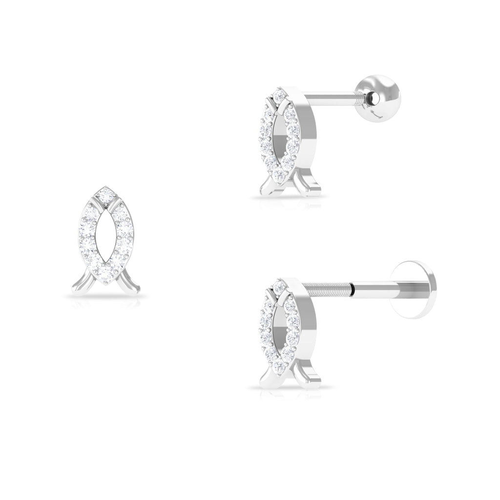 Real Diamond Fish Earring for Tragus Piercing