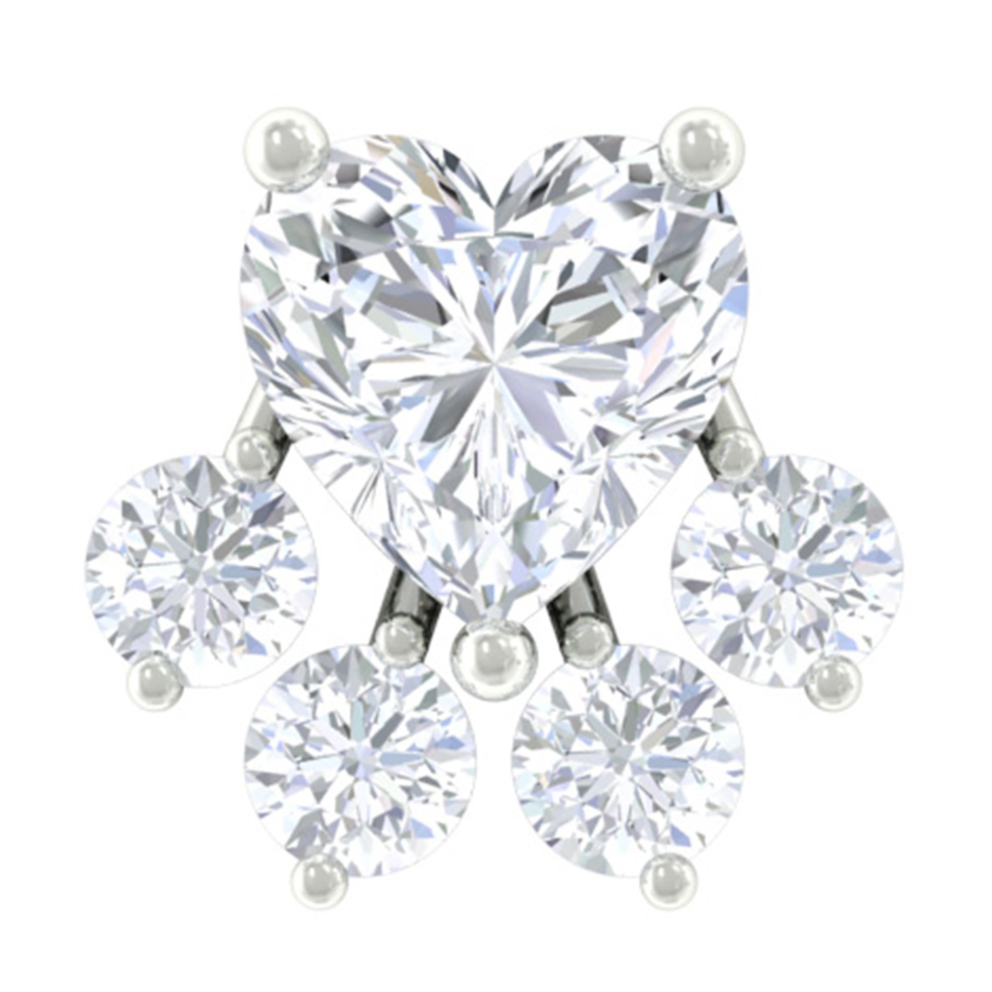 Heart Shape Moissanite Paw Cartilage Earring