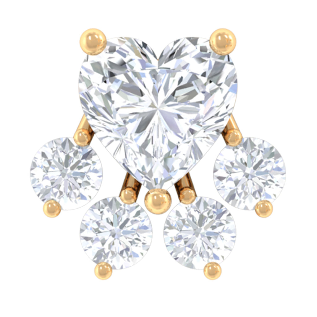 Heart Shape Moissanite Paw Cartilage Earring