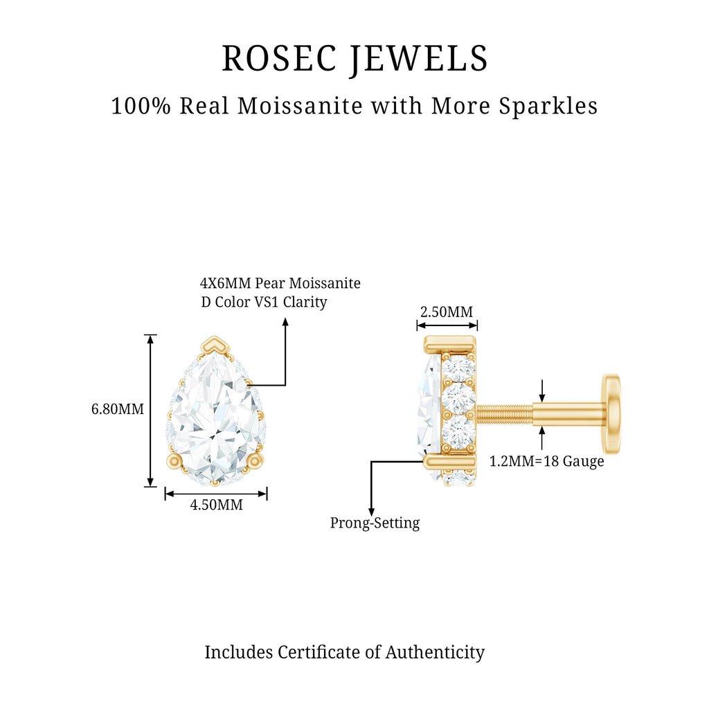 Certified Moissanite Teardrop Helix Earring for Women