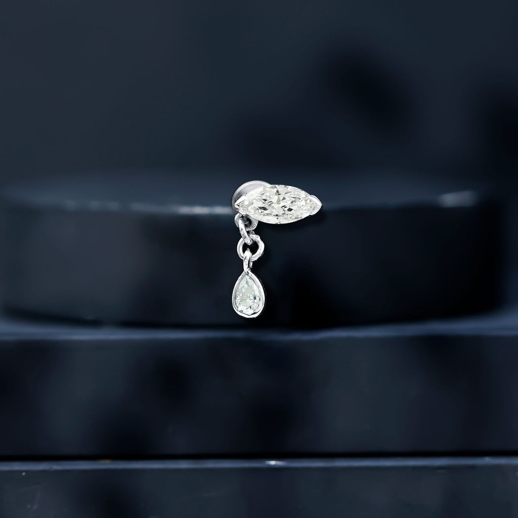 Marquise Moissanite Dangle Cartilage Earring