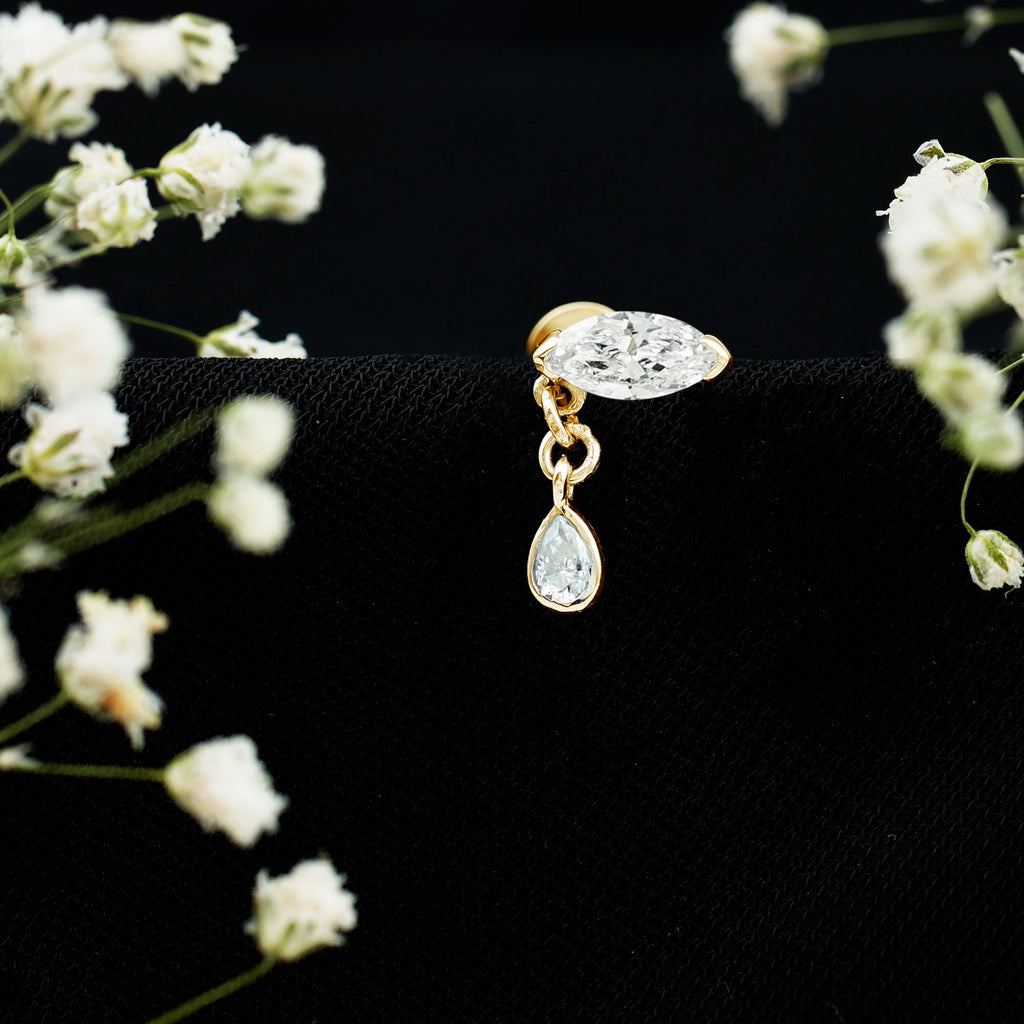 Marquise Moissanite Dangle Cartilage Earring