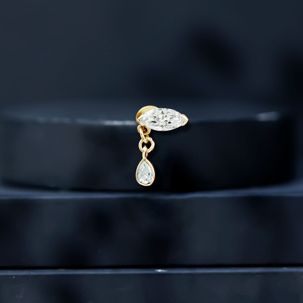 Marquise Moissanite Dangle Cartilage Earring