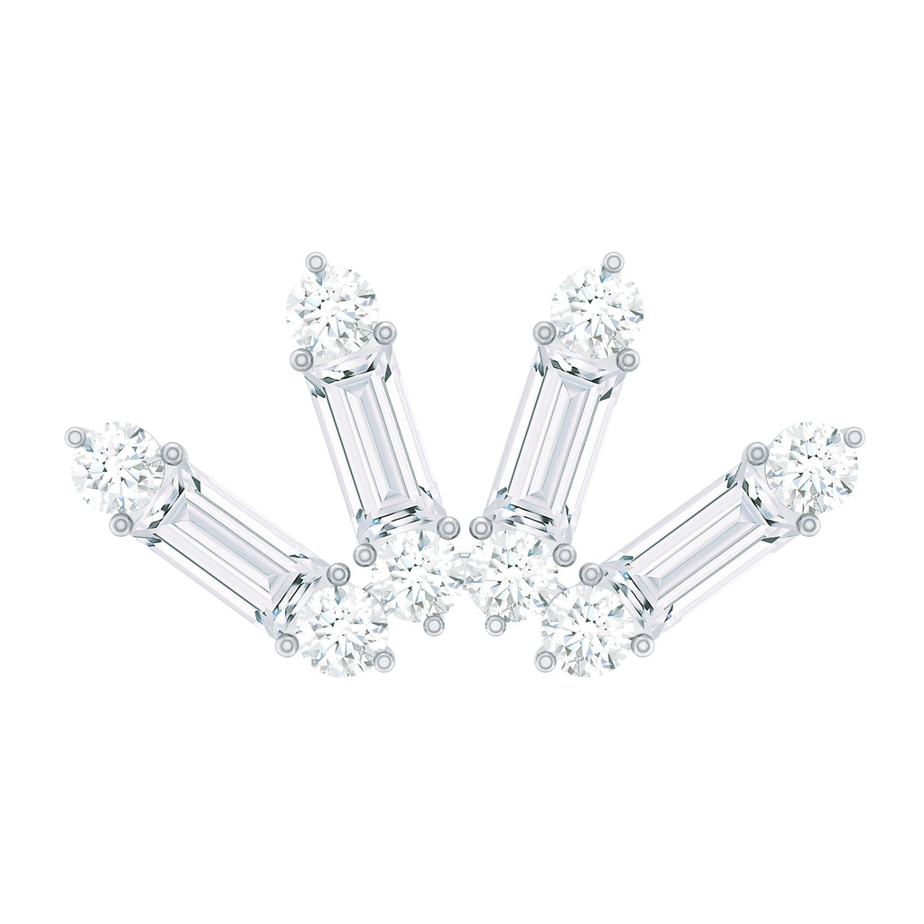 Baguette Moissanite Curved Cartilage Earring