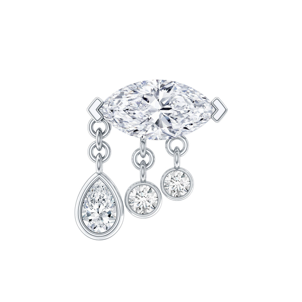 Marquise Cut Moissanite Cartilage Dangle Earring
