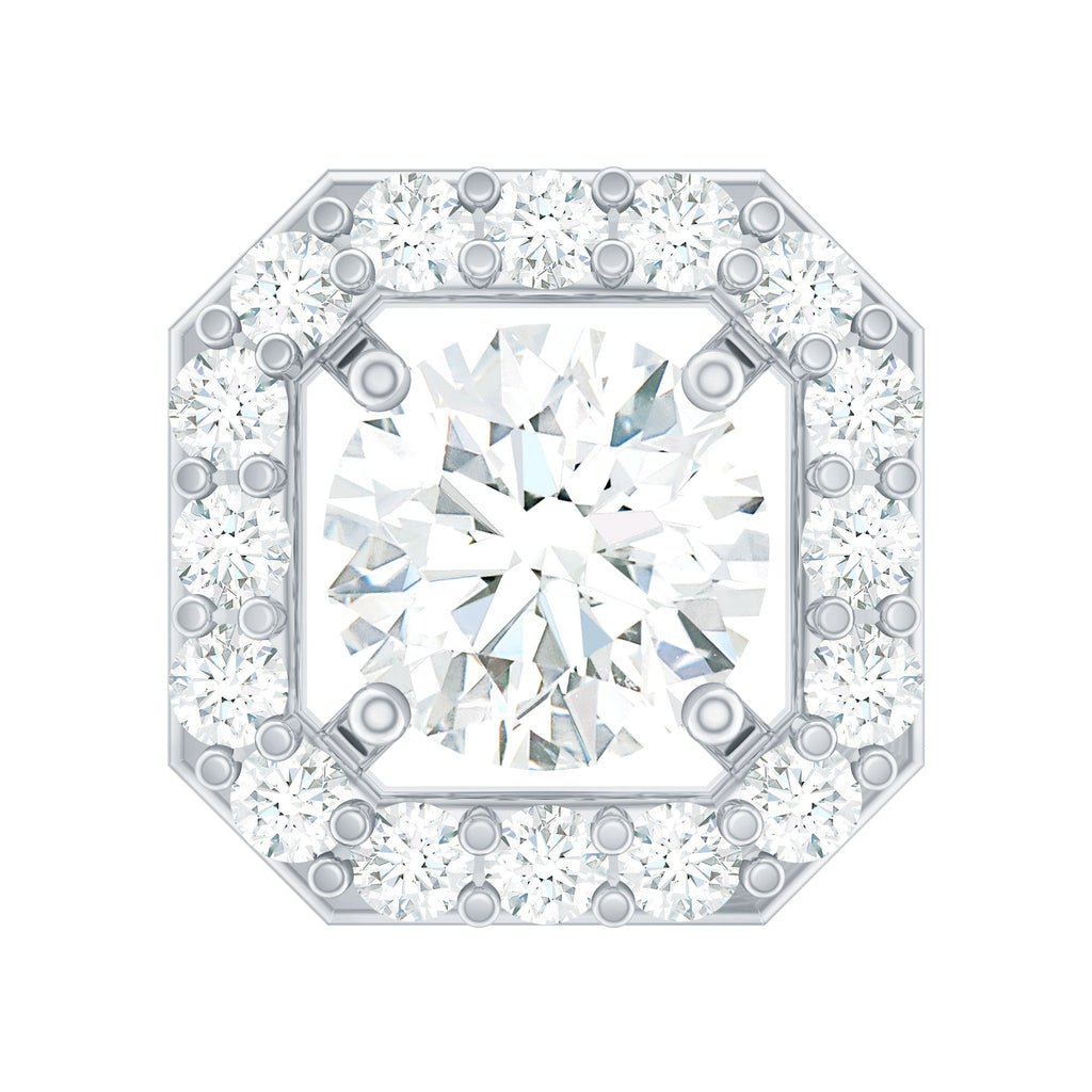 Certified Moissanite Halo Earring for Helix Piercing