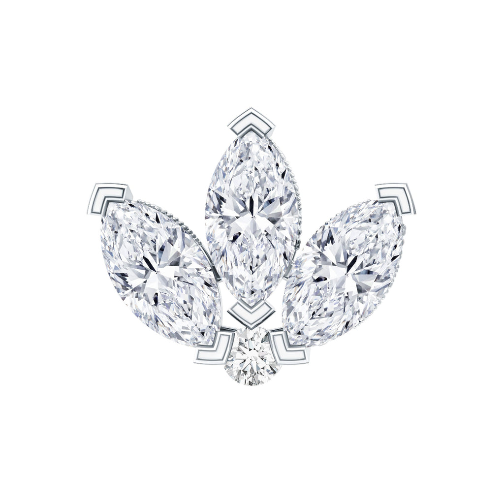 Certified Moissanite Marquise Lotus Piercing Stud