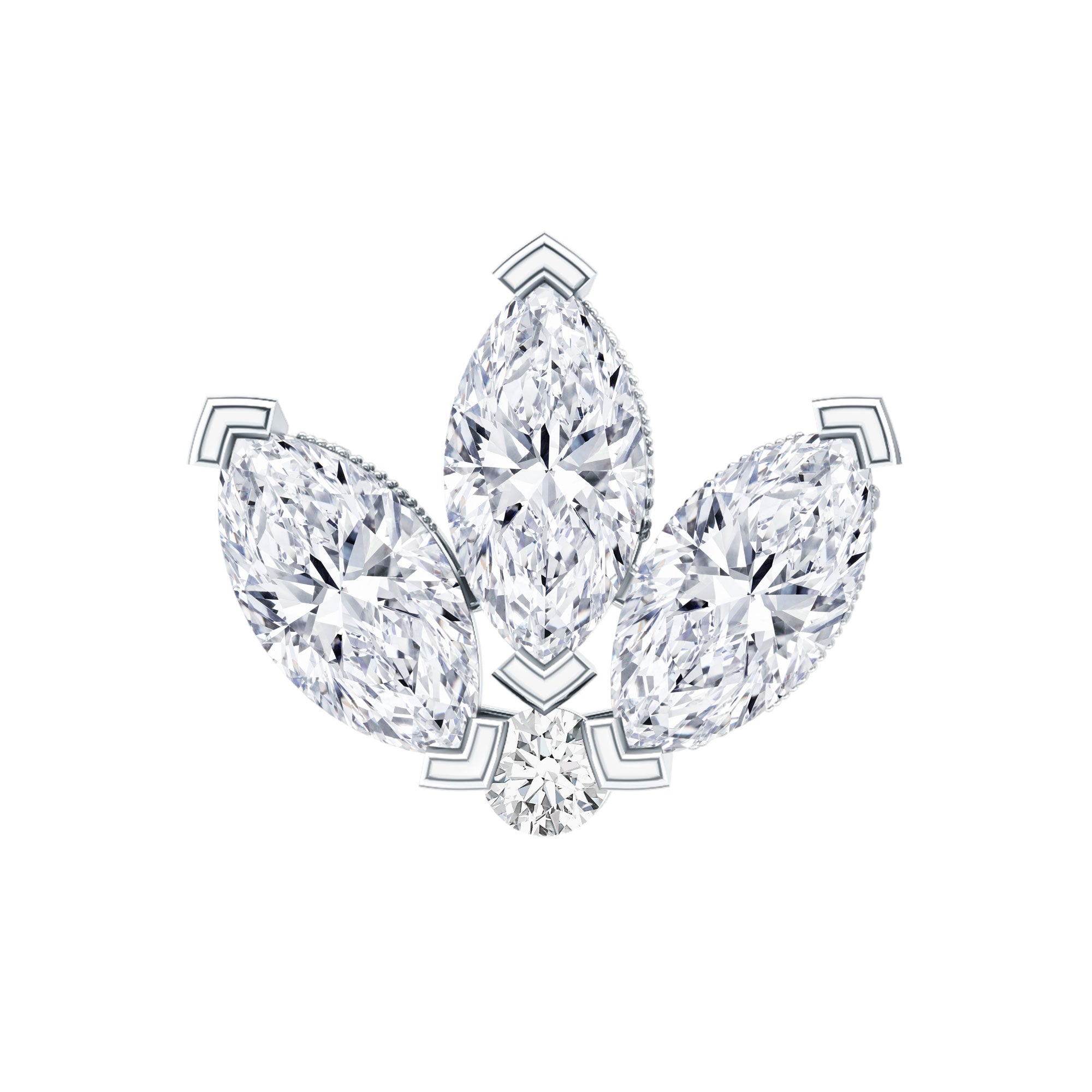 Certified Moissanite Marquise Lotus Piercing Stud