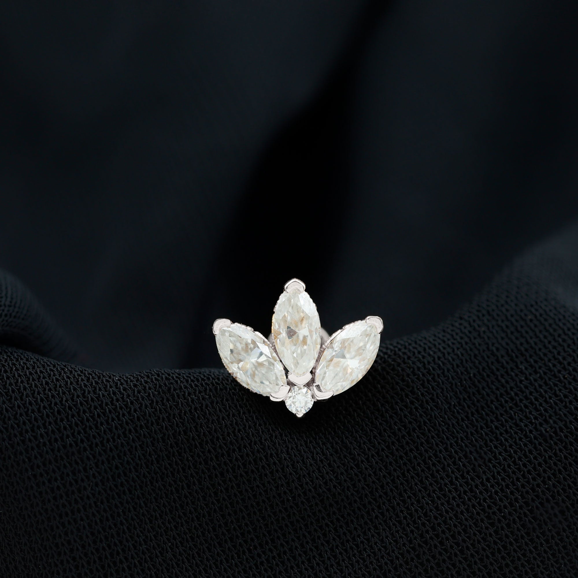 Certified Moissanite Marquise Lotus Piercing Stud