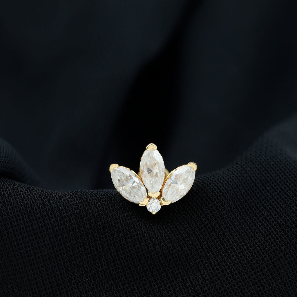 Certified Moissanite Marquise Lotus Piercing Stud