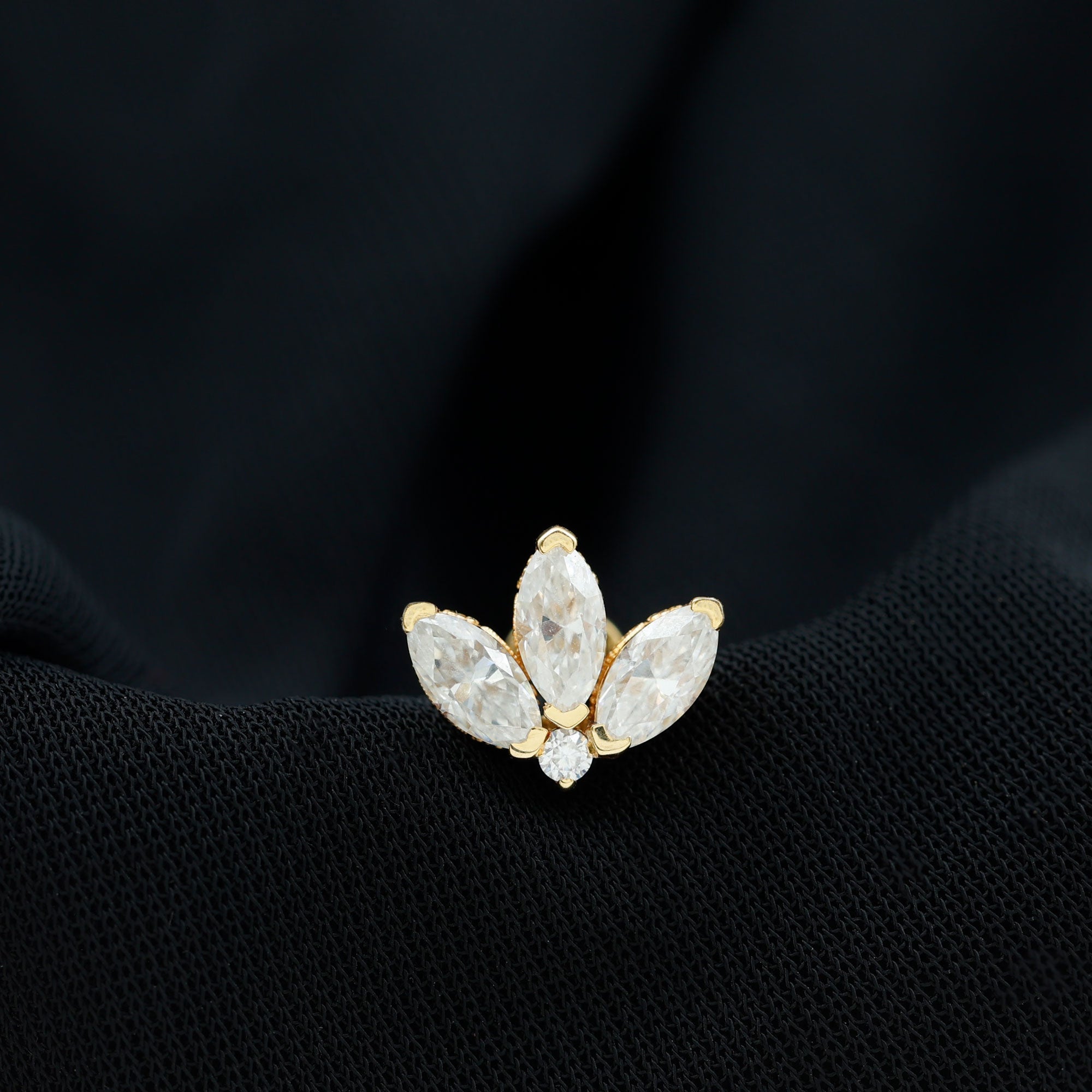 Certified Moissanite Marquise Lotus Piercing Stud