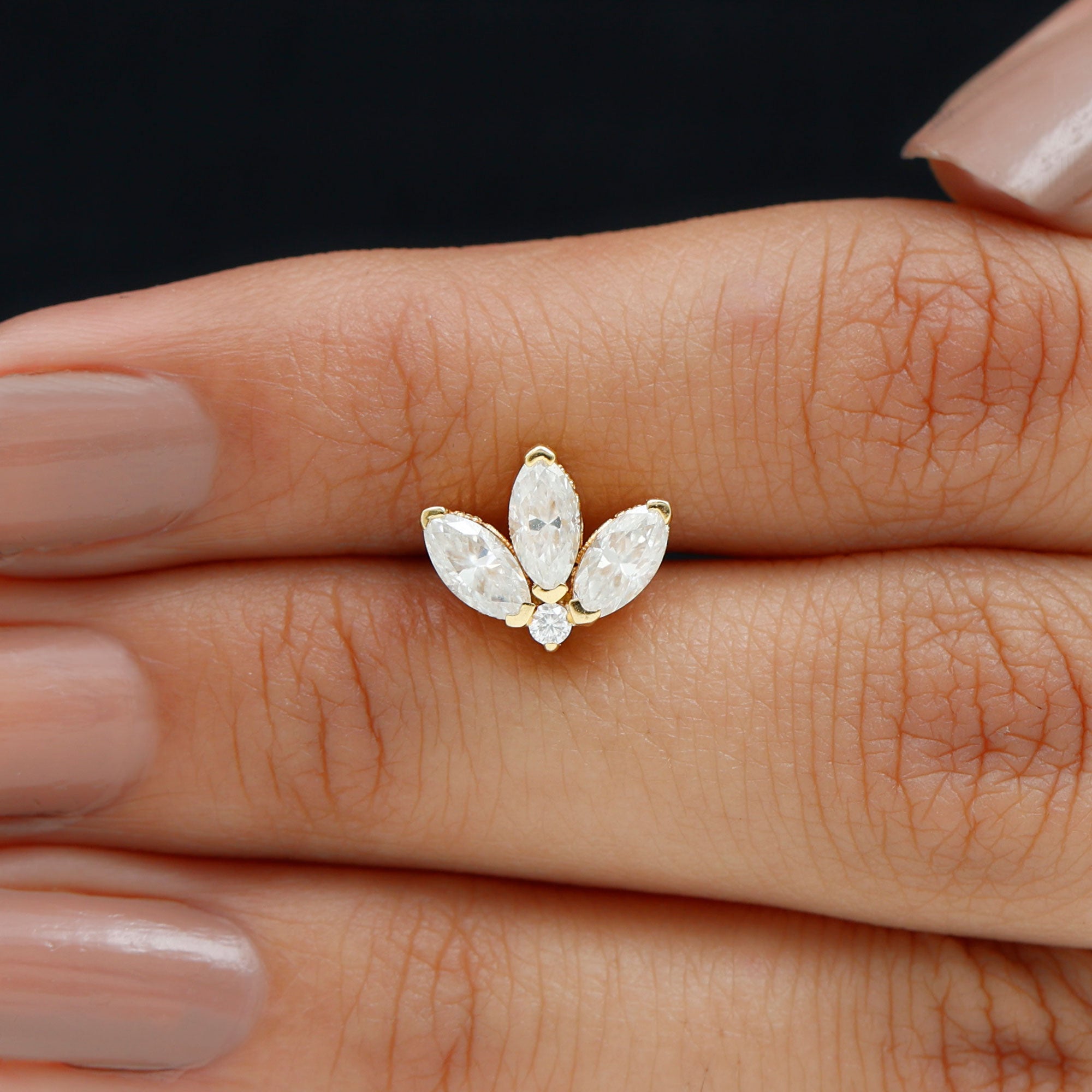 Certified Moissanite Marquise Lotus Piercing Stud