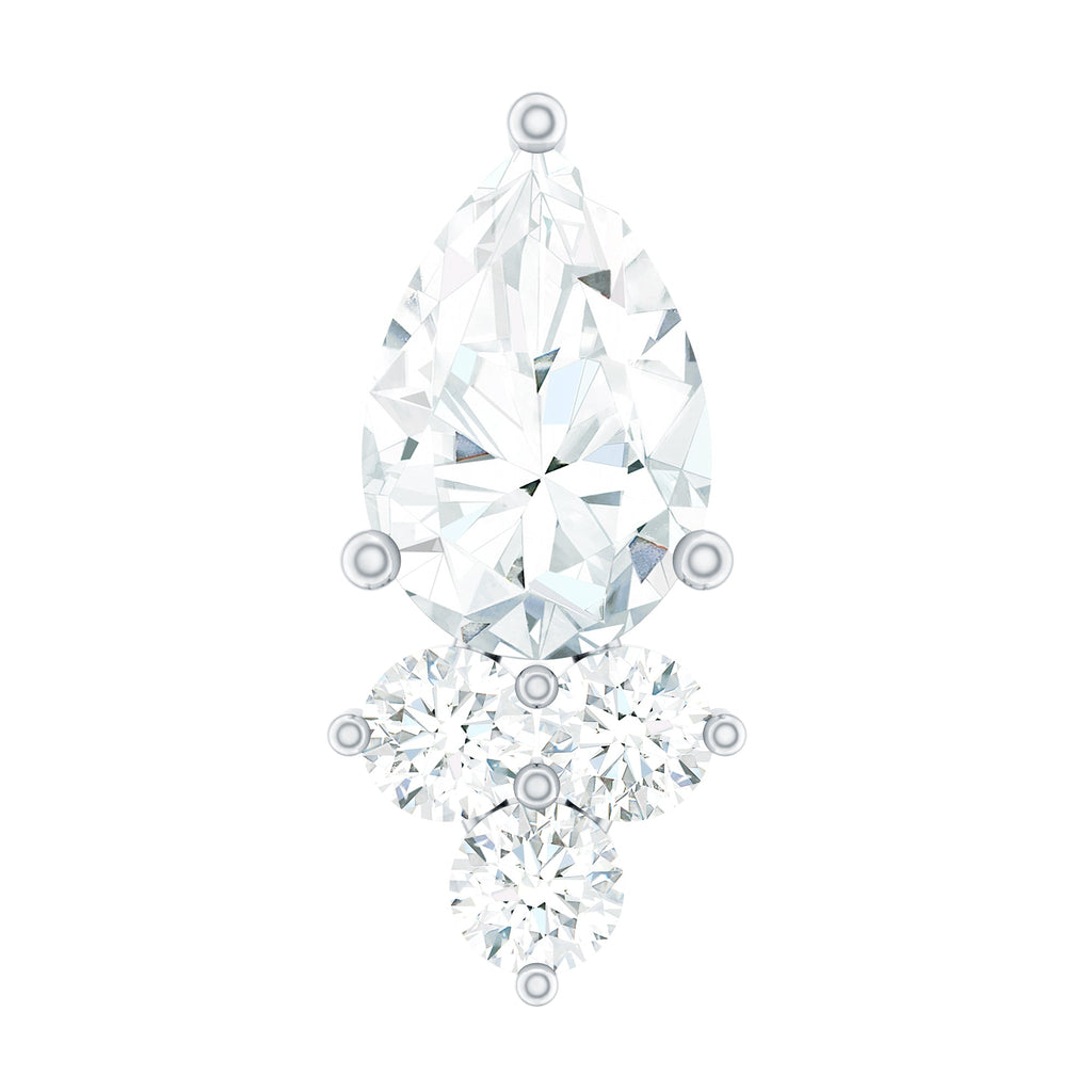 Pear and Round Moissanite Cluster Cartilage Earring