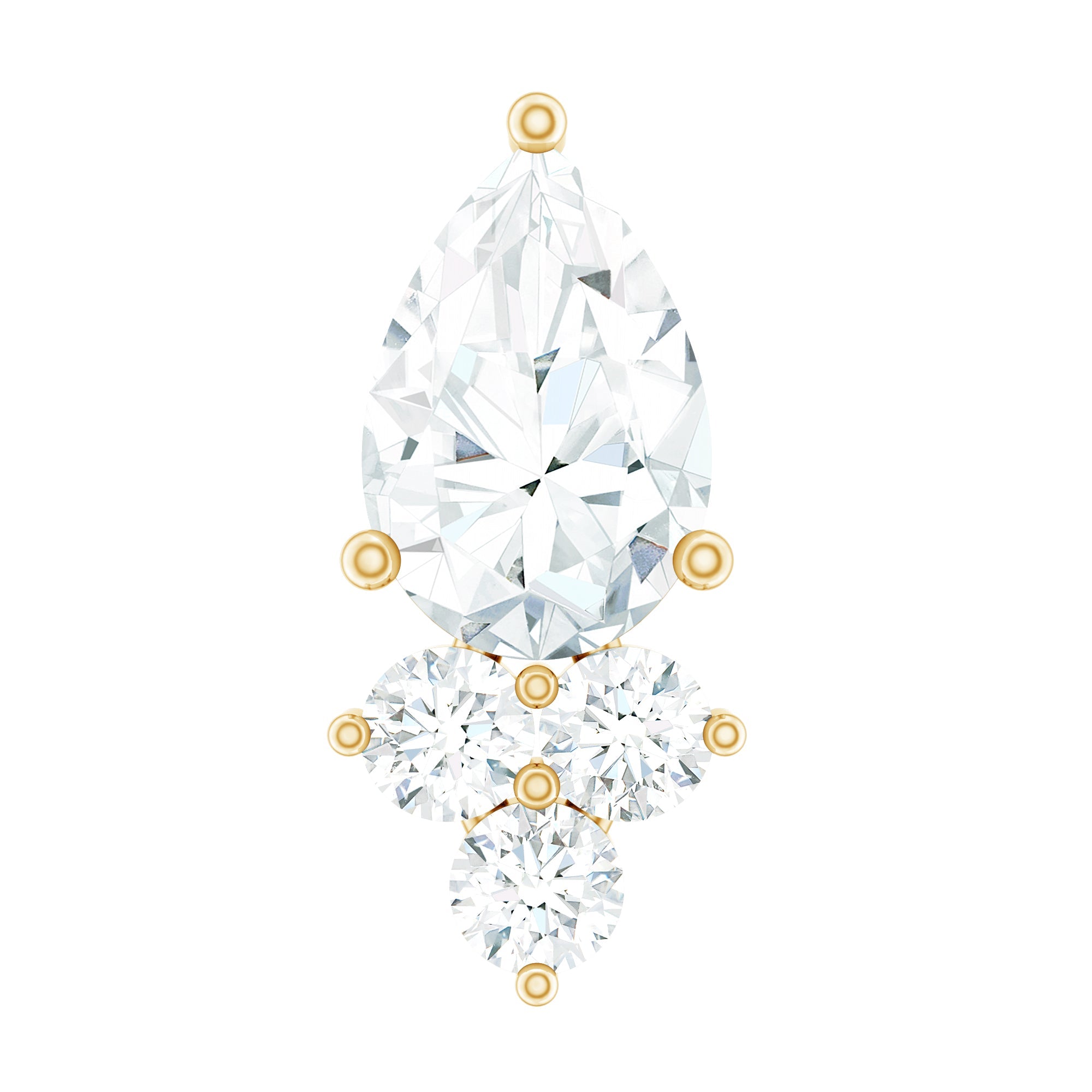 Pear and Round Moissanite Cluster Cartilage Earring