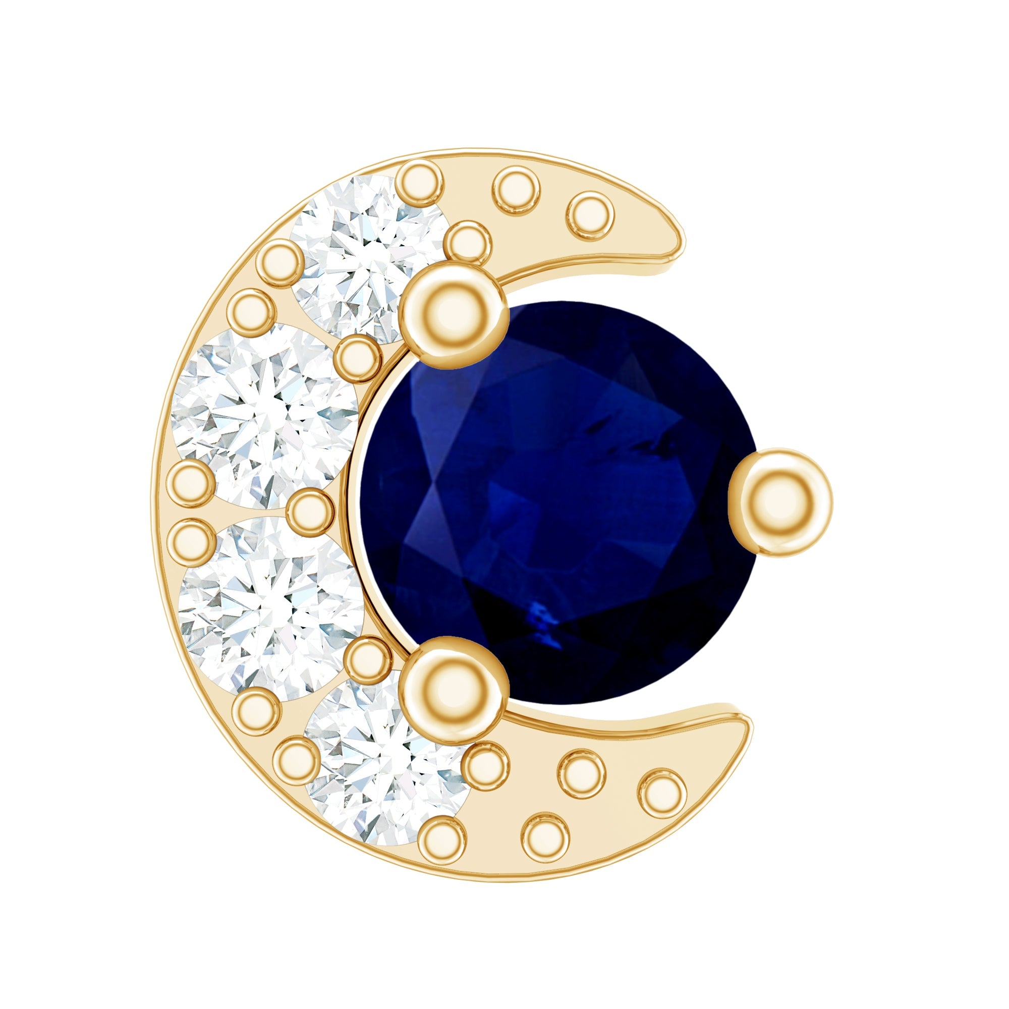 Genuine Blue Sapphire and Diamond Celestial Nose Pin