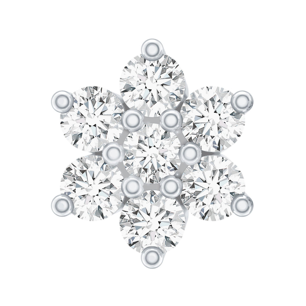 Round Cut Natural Diamond Flower Nose Stud For Women