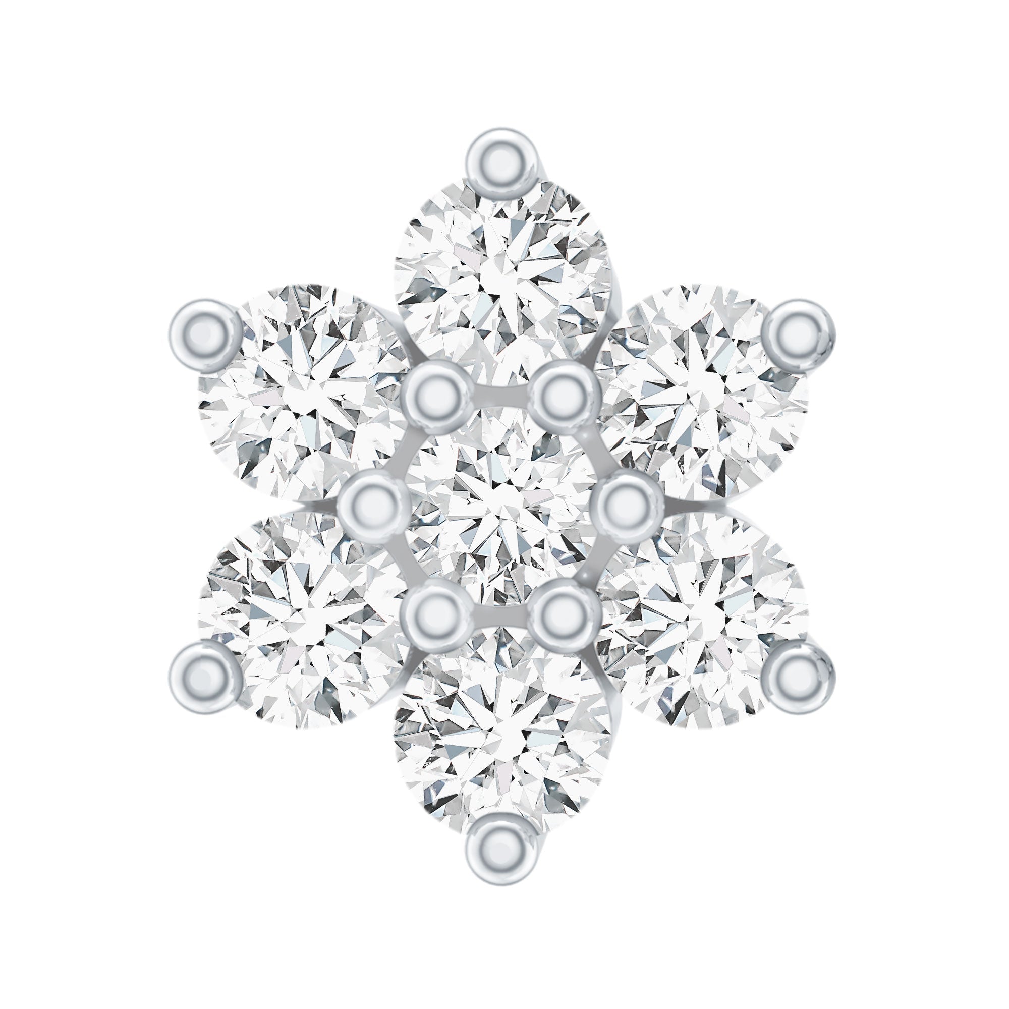 Round Cut Natural Diamond Flower Nose Stud For Women