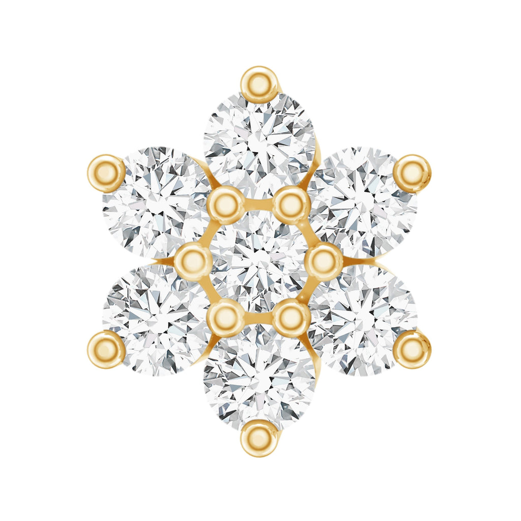 Round Cut Natural Diamond Flower Nose Stud For Women