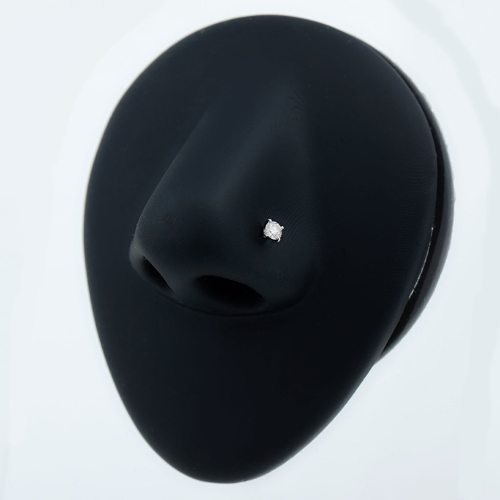 Round Shape Moissanite Solitaire Nose Pin